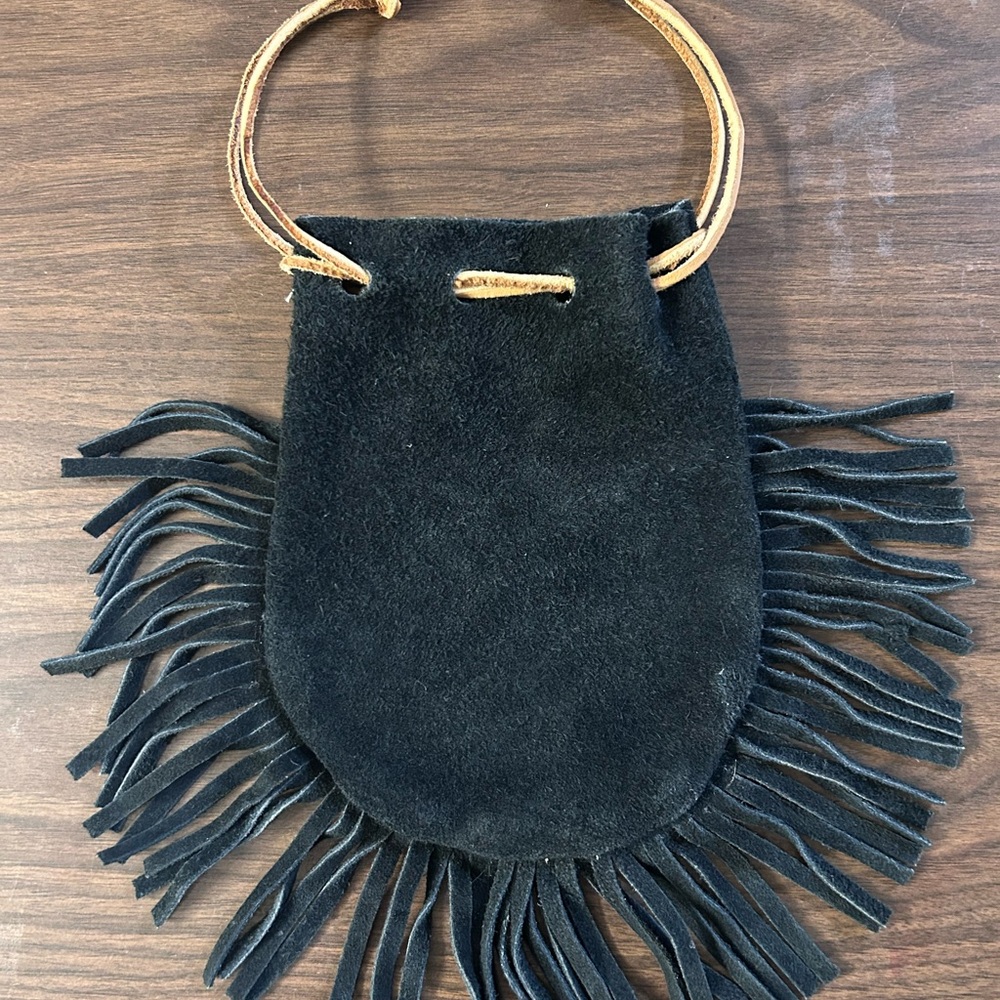 Vintage 70's Black Fringe Suede Bag